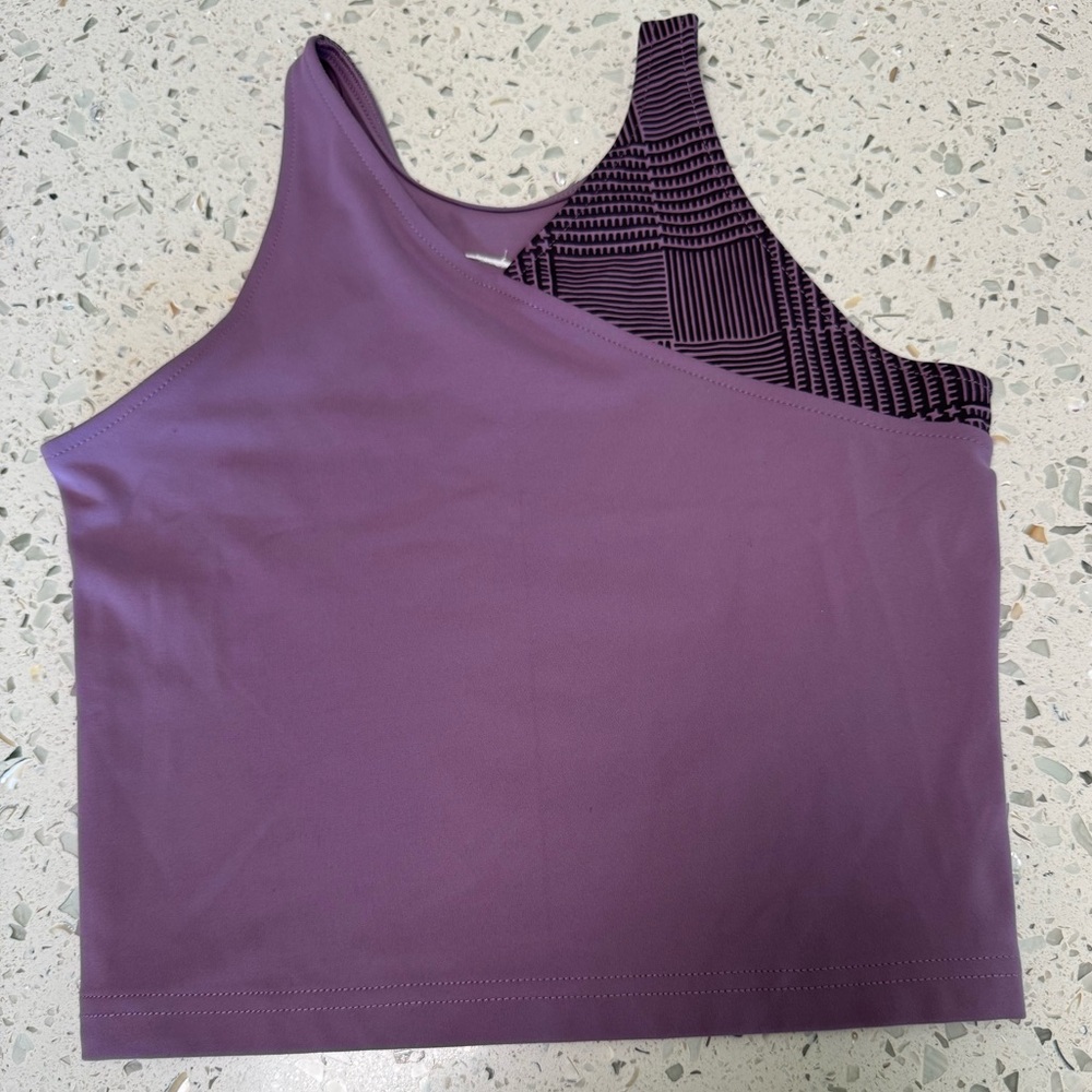 Nike Purple Dri-FIT Yoga Crop Top with Patterned Strap and Back Size Small